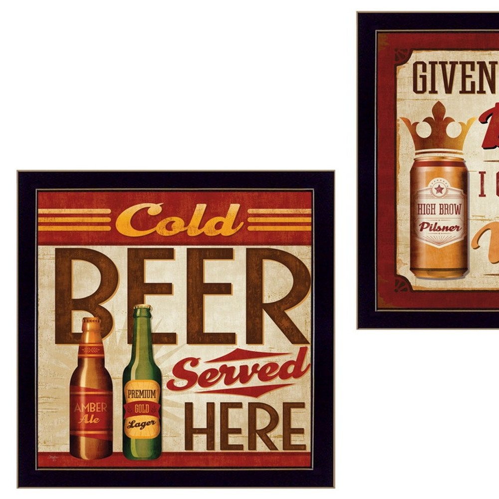 Set Of Two Beer II Cold Beer Served Here Black Framed Wall Art — view 4