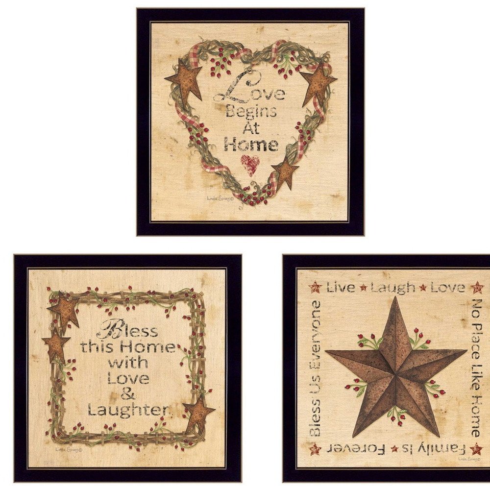 Set Of Three Love Begins at Home Black Framed Wall Art — view 3