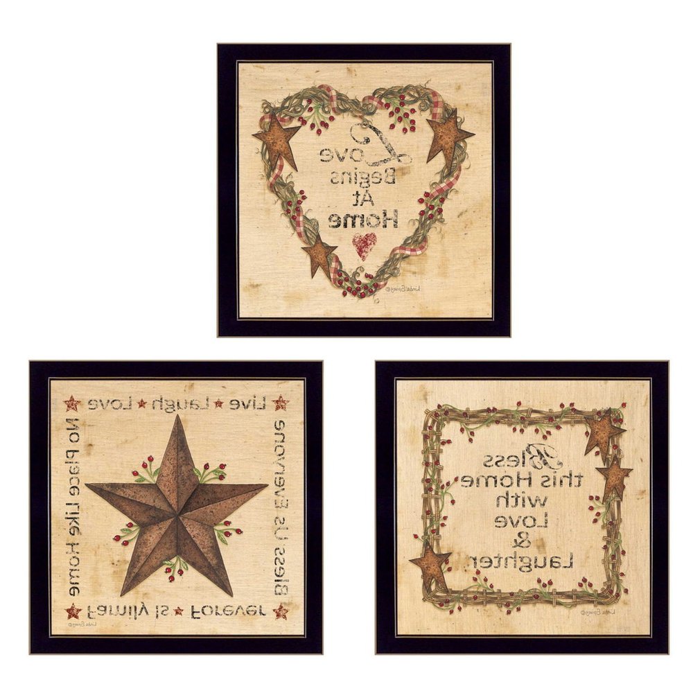 Set Of Three Love Begins at Home Black Framed Wall Art — view 4