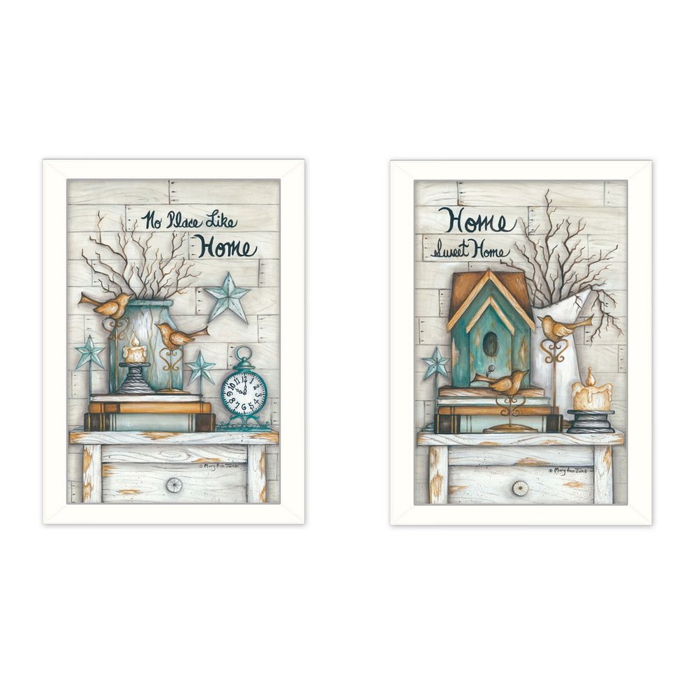 Set Of Two Home Sweet Home 2 White Framed Wall Art — view 2