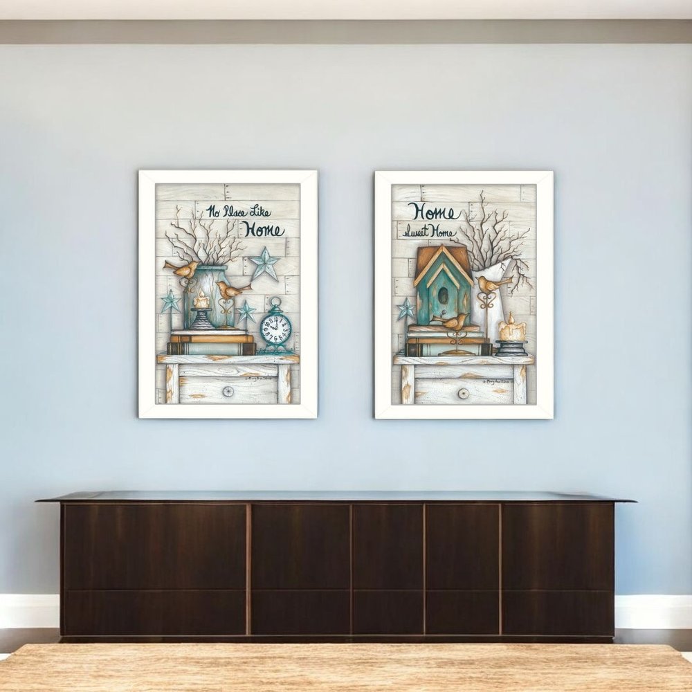 Set Of Two Home Sweet Home 2 White Framed Wall Art — view 5