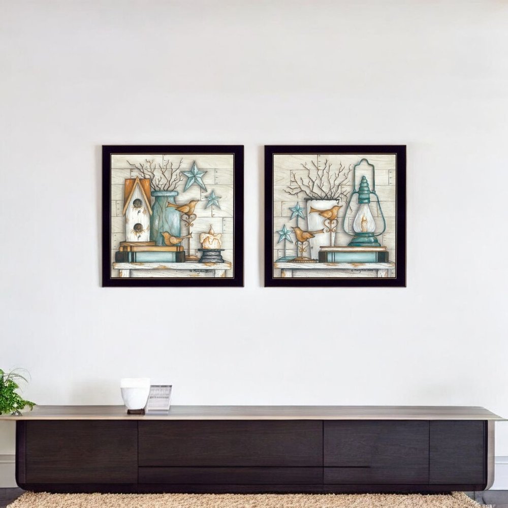 Set Of Two Marys Country Shelf 1 Black Framed Wall Art — view 5