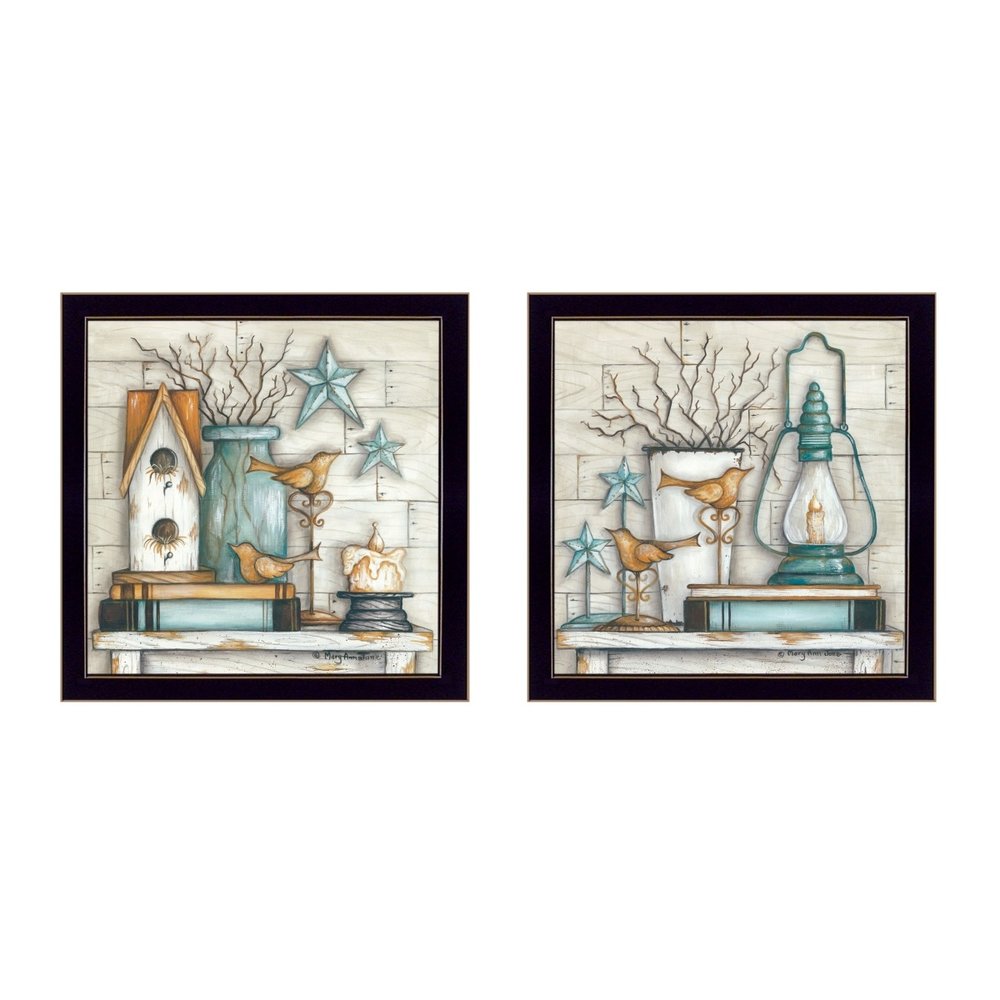 Set Of Two Marys Country Shelf 1 Black Framed Wall Art — view 3