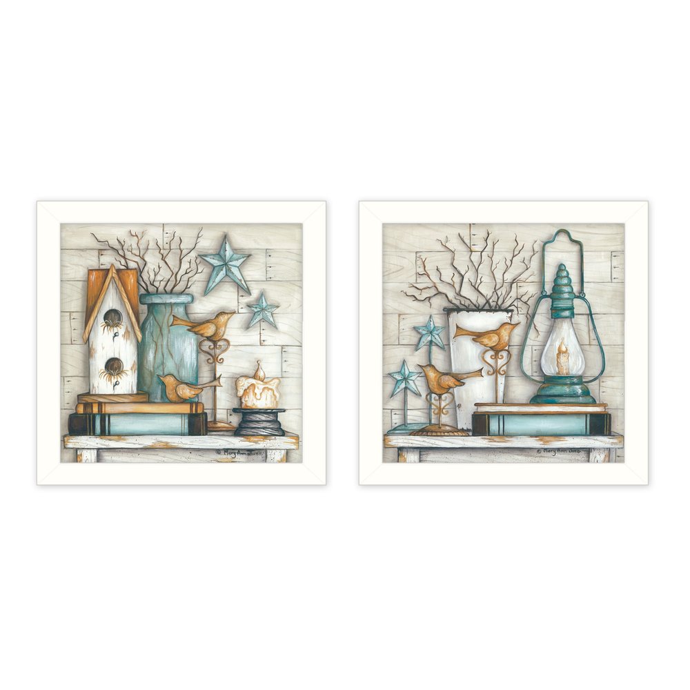 Set Of Two Marys Country Shelf 2 White Framed Wall Art — view 2