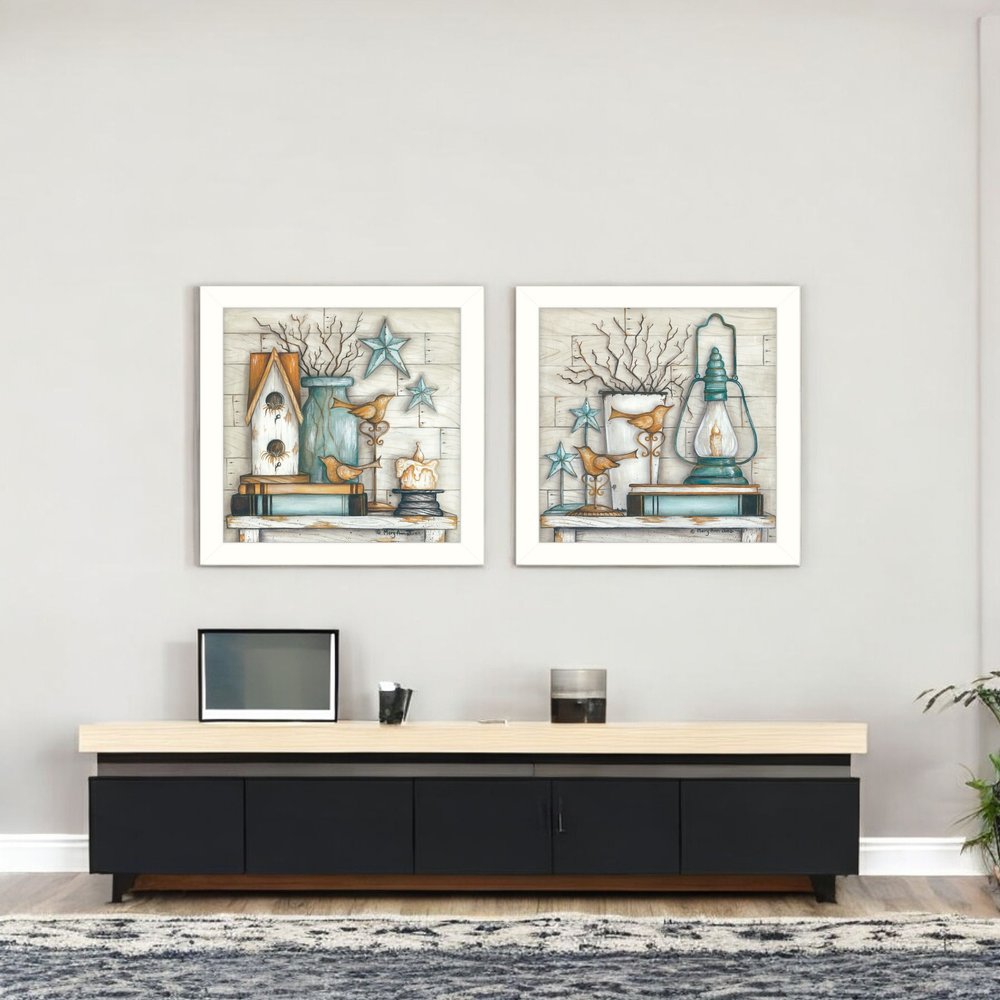 Set Of Two Marys Country Shelf 2 White Framed Wall Art — view 5