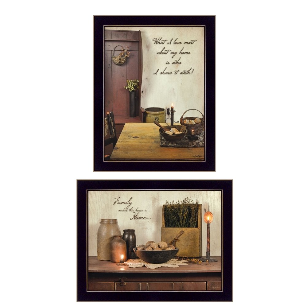 Set Of Two Home and Family Black Framed Wall Art — view 2