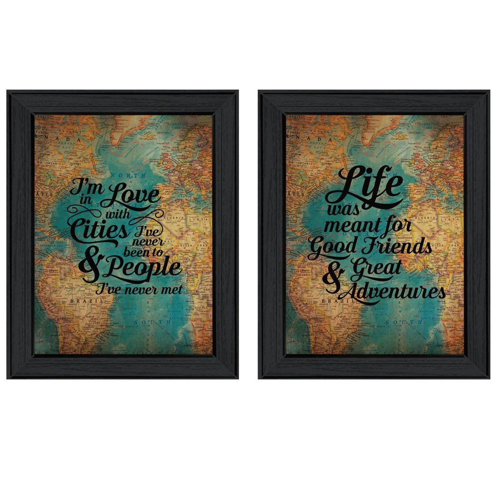 Set Of Two World Traveler Black Framed Wall Art — view 2