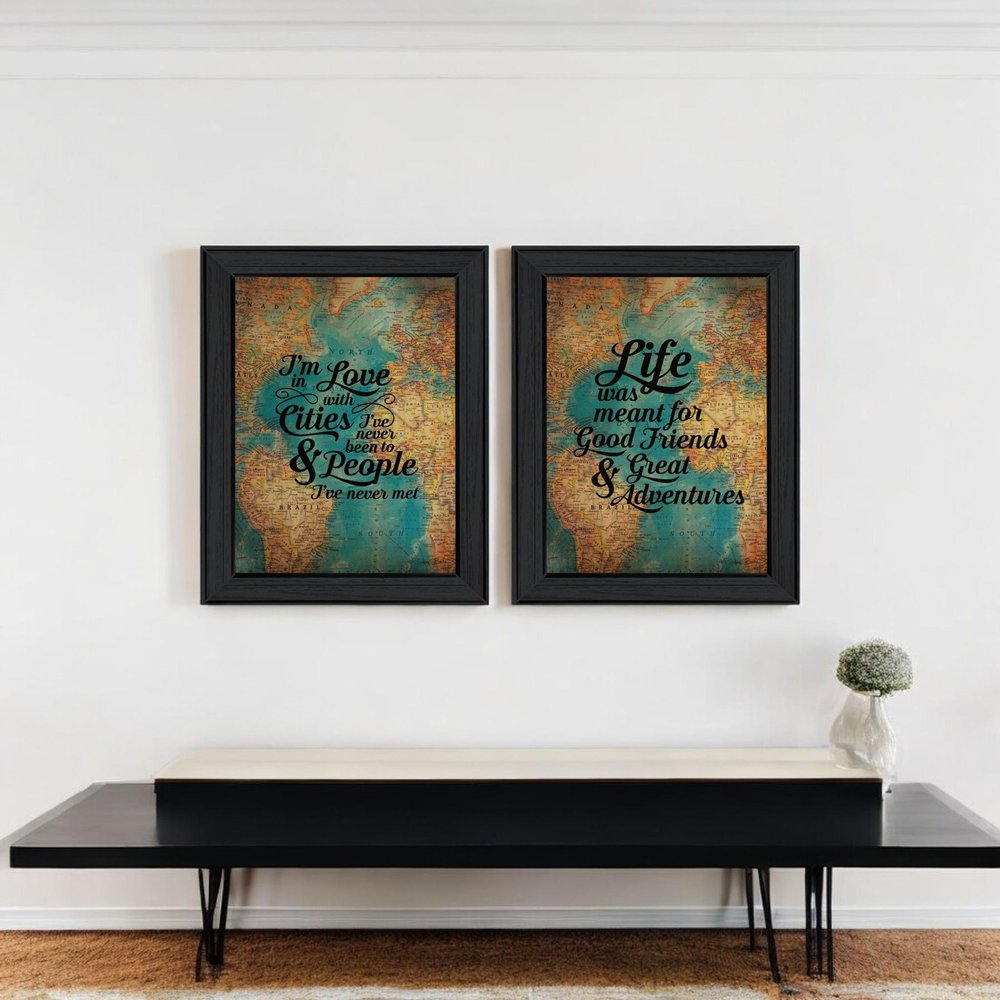 Set Of Two World Traveler Black Framed Wall Art