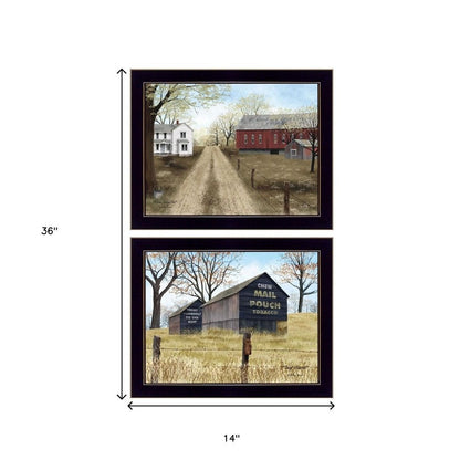 Set Of Two Scenic Country Black Framed Wall Art