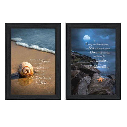 Set Of Two Sea Dream Black Framed Wall Art