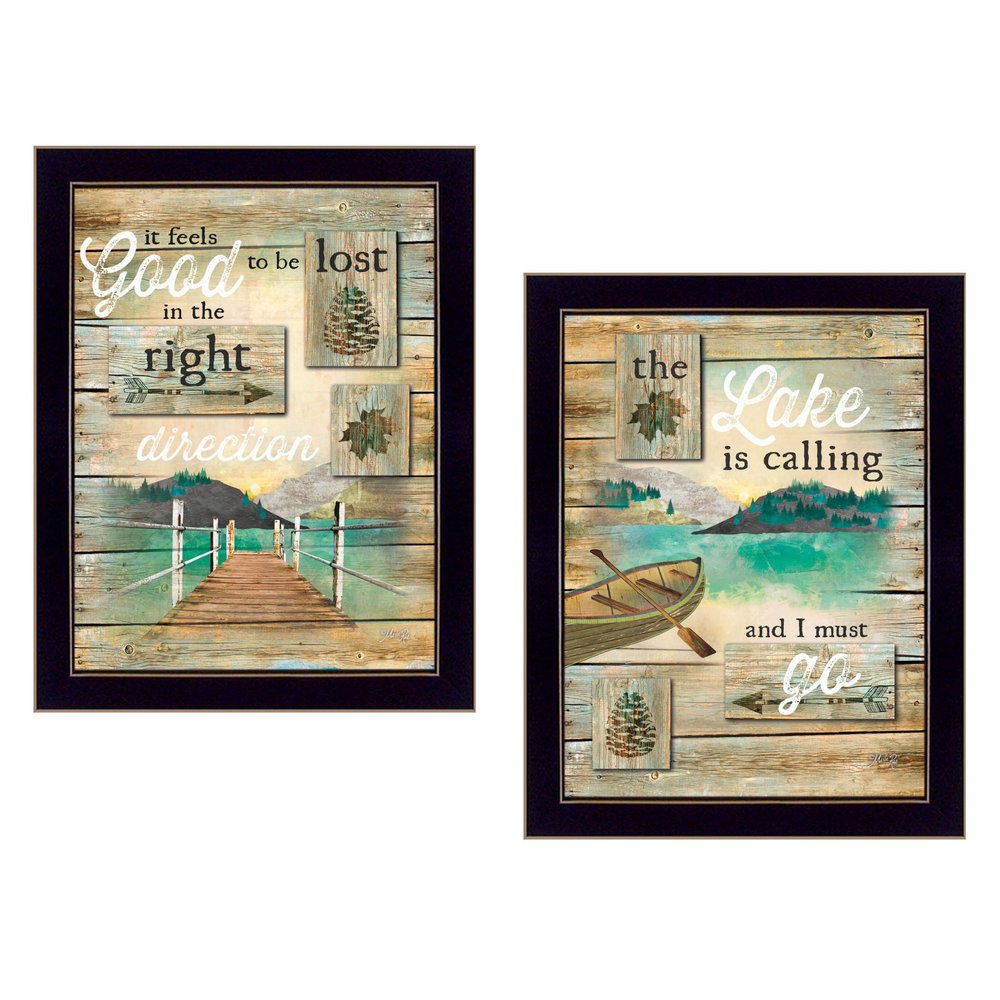 Set Of Two Lost in the Right Direction Black Framed Wall Art — view 2