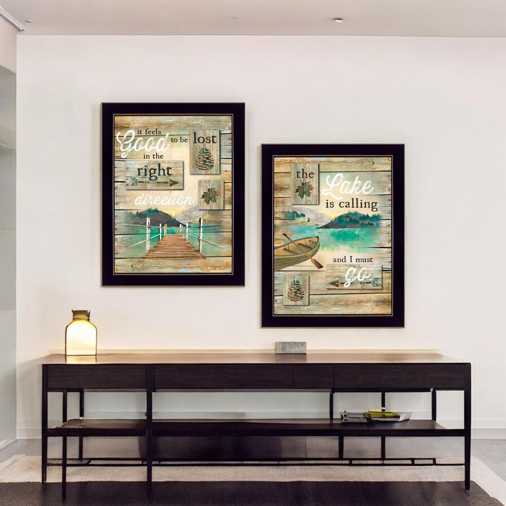 Set Of Two Lost in the Right Direction Black Framed Wall Art — view 5