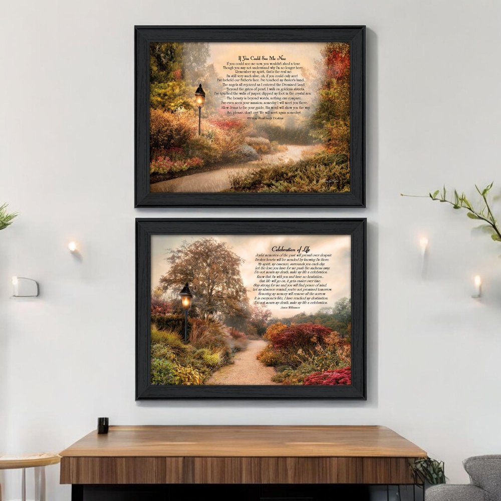 Set Of Two Celebration of Life Black Framed Wall Art