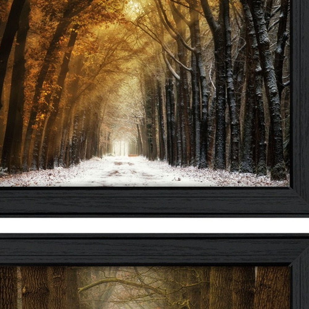 Set Of Two Golden Forest Path Black Framed Wall Art — view 3