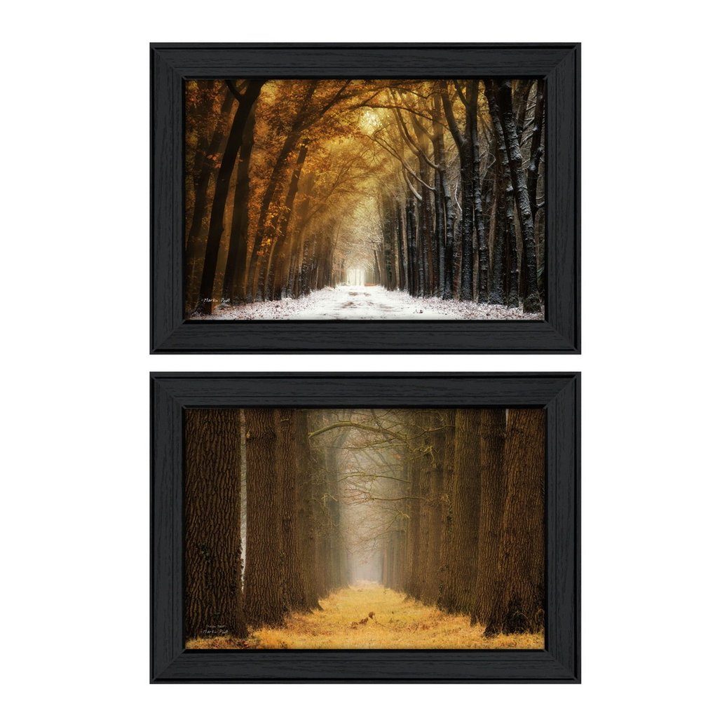 Set Of Two Golden Forest Path Black Framed Wall Art — view 2