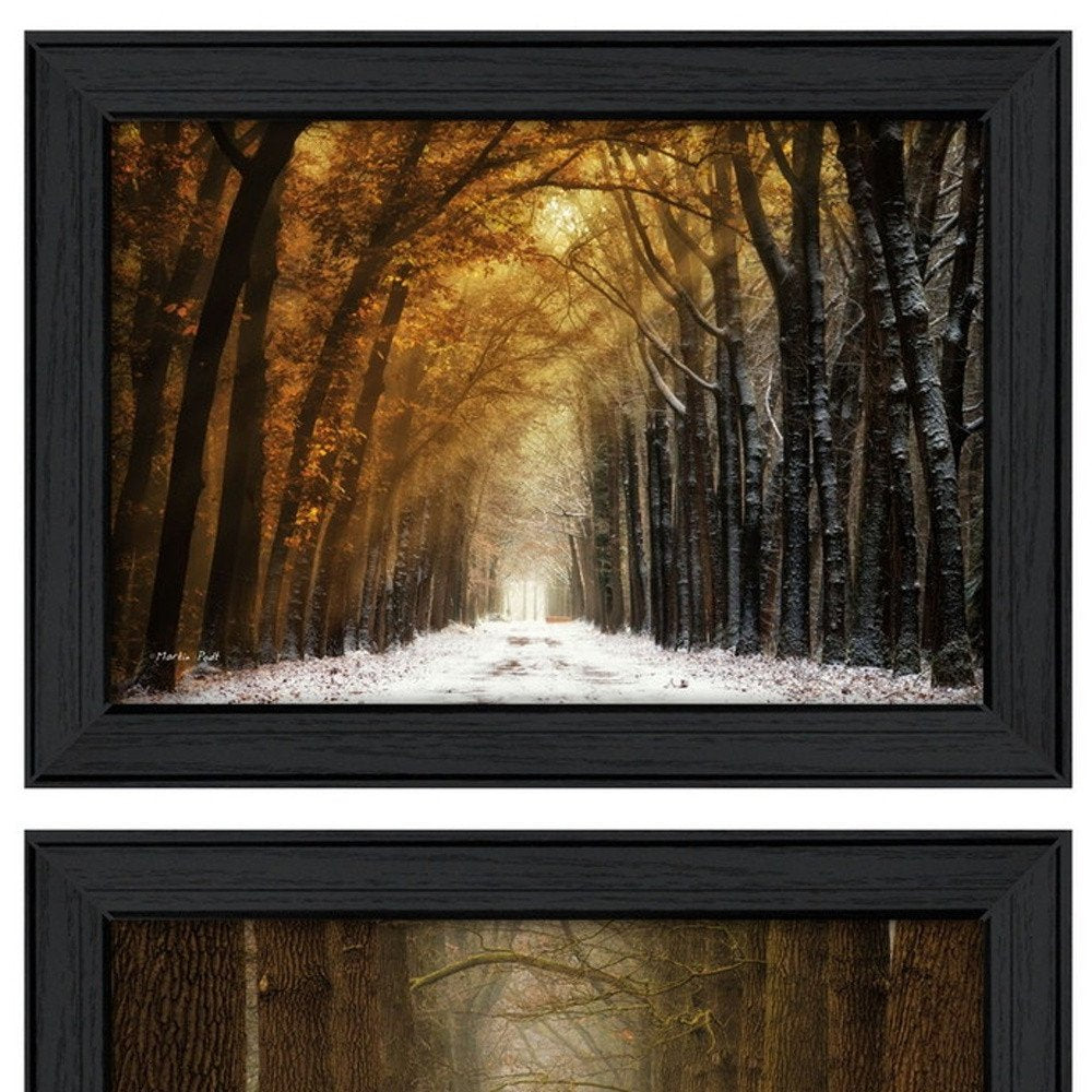 Set Of Two Golden Forest Path Black Framed Wall Art — view 4