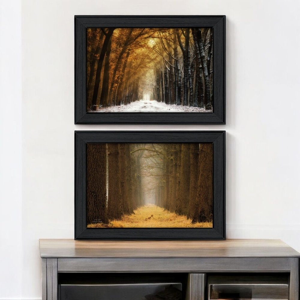 Set Of Two Golden Forest Path Black Framed Wall Art — view 6