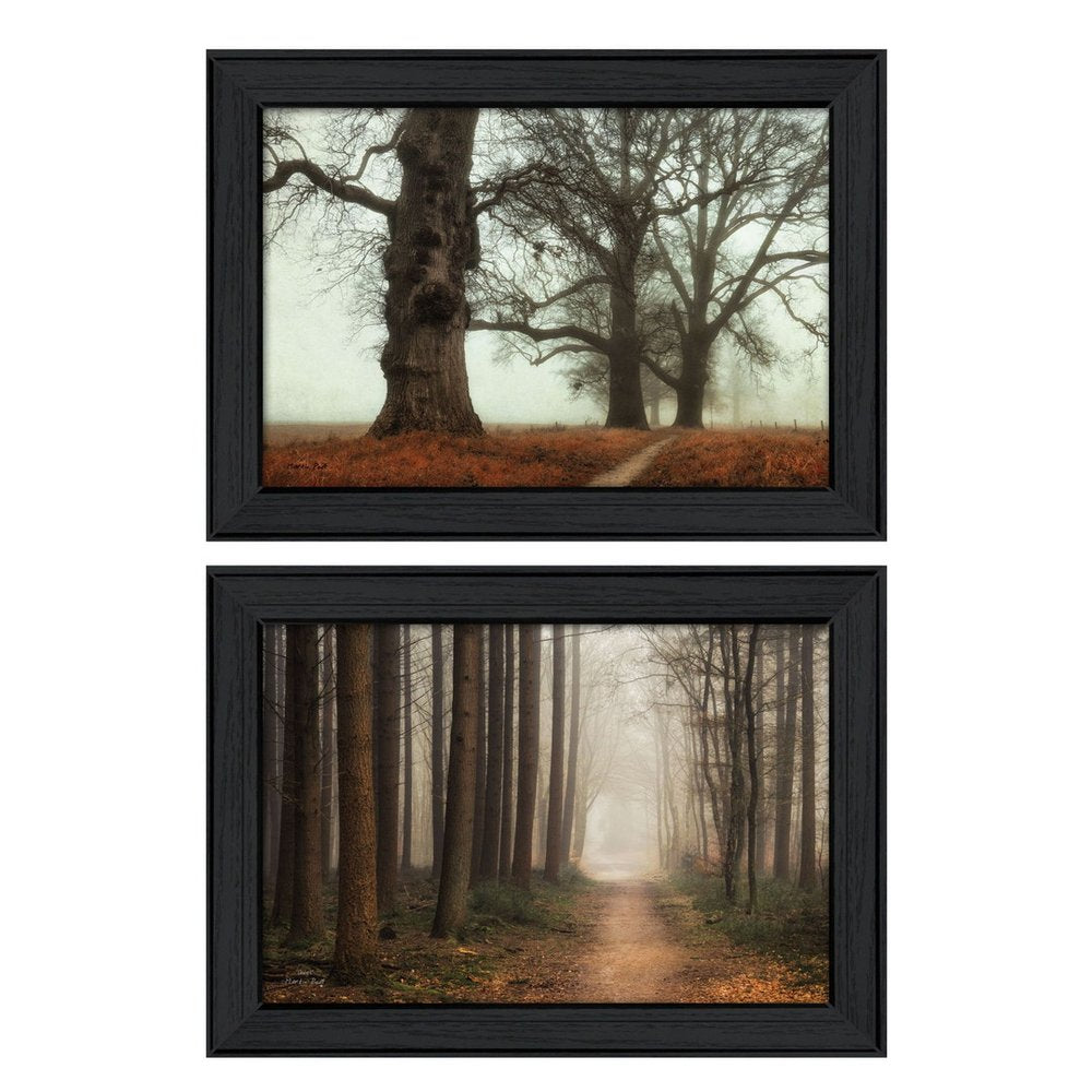 Set Of Two Misty Trees Black Framed Wall Art — view 2