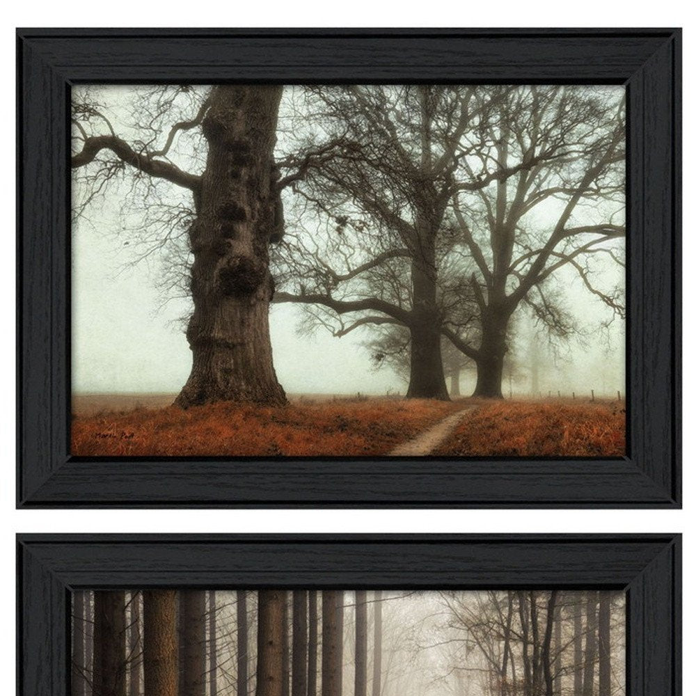 Set Of Two Misty Trees Black Framed Wall Art — view 4
