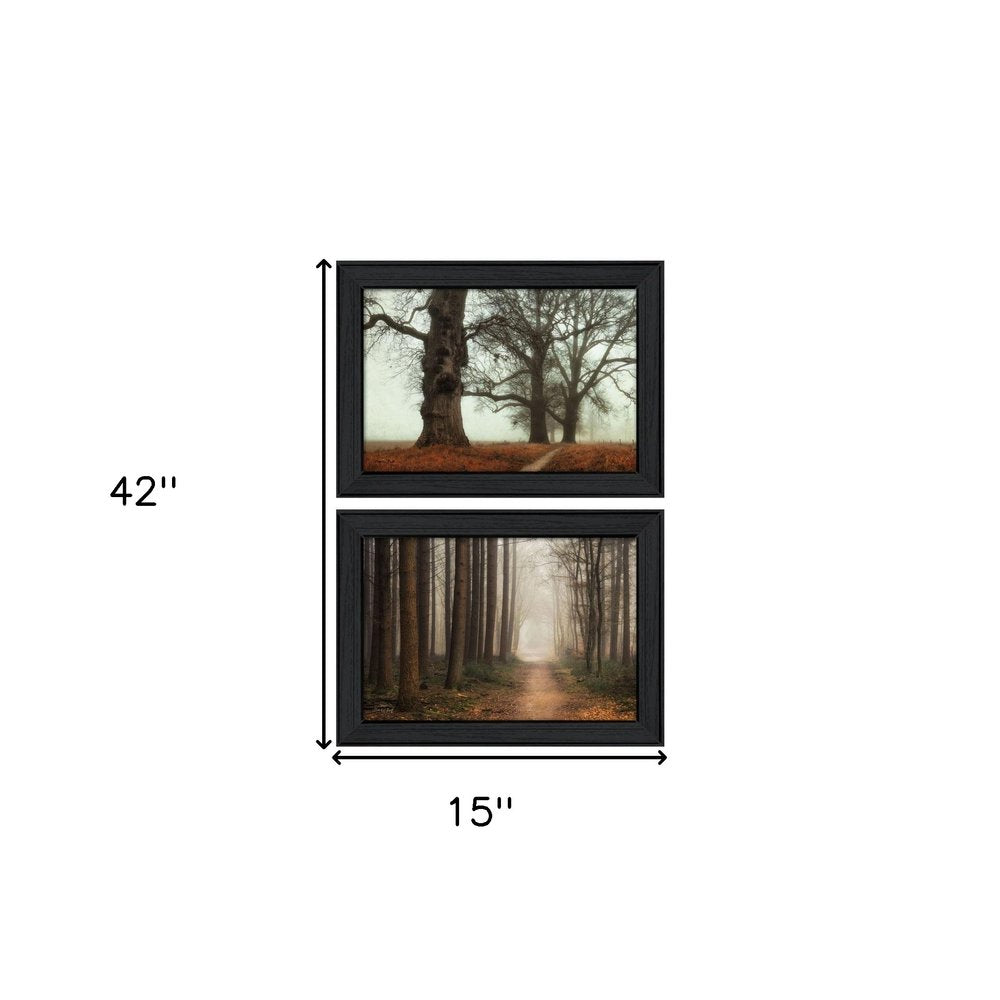 Set Of Two Misty Trees Black Framed Wall Art — view 5