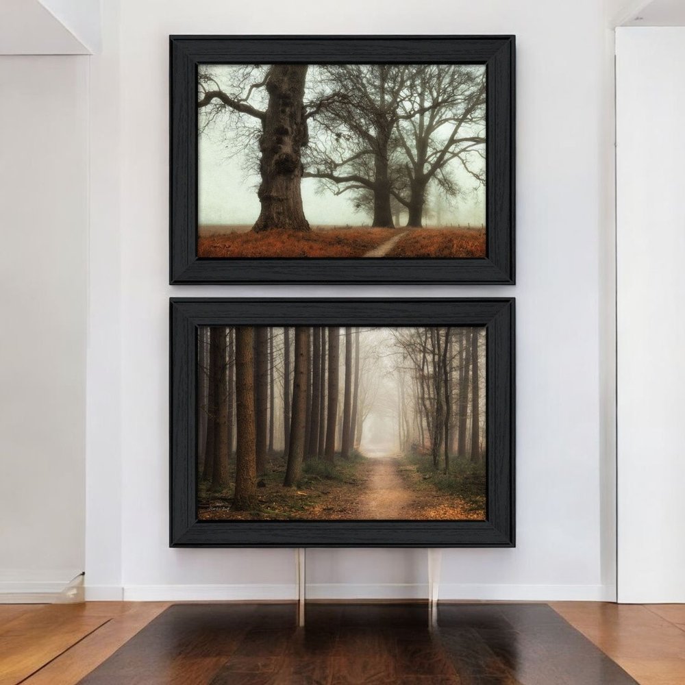 Set Of Two Misty Trees Black Framed Wall Art — view 6
