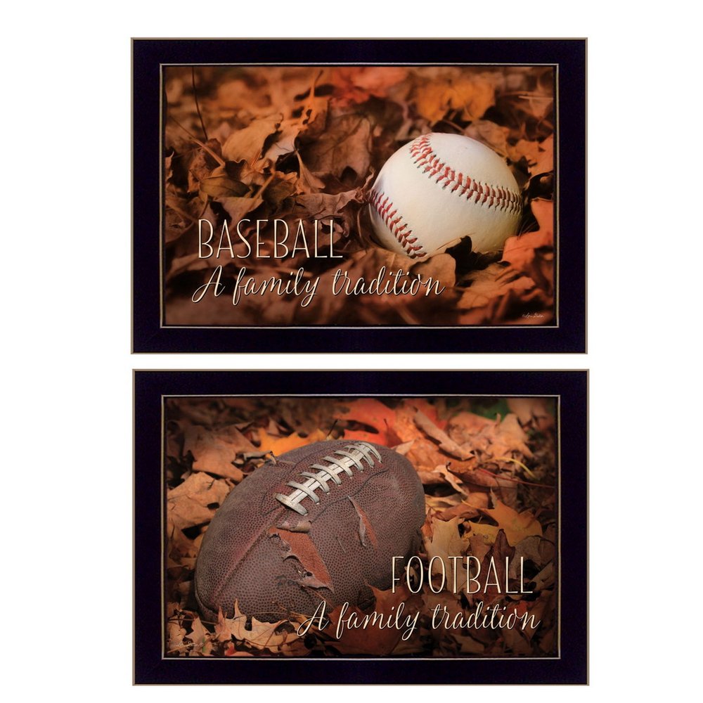 Set Of Two Baseball and Football Black Framed Wall Art — view 2