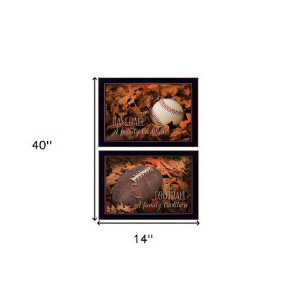 Set Of Two Baseball and Football Black Framed Wall Art