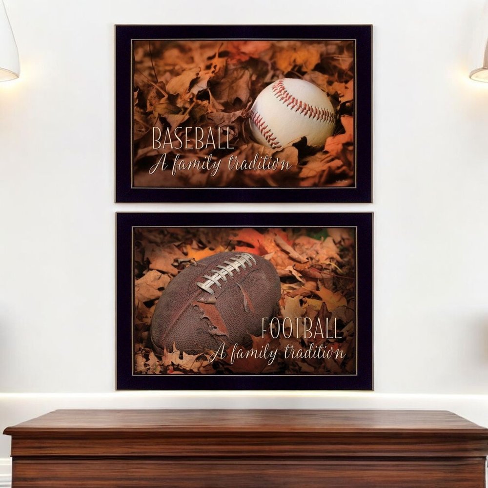Set Of Two Baseball and Football Black Framed Wall Art — view 6