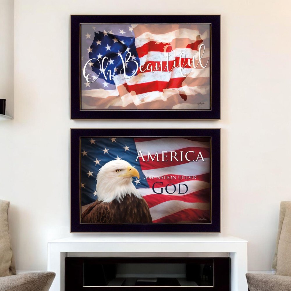 Set Of Two Oh Beautiful America Black Framed Wall Art — view 5