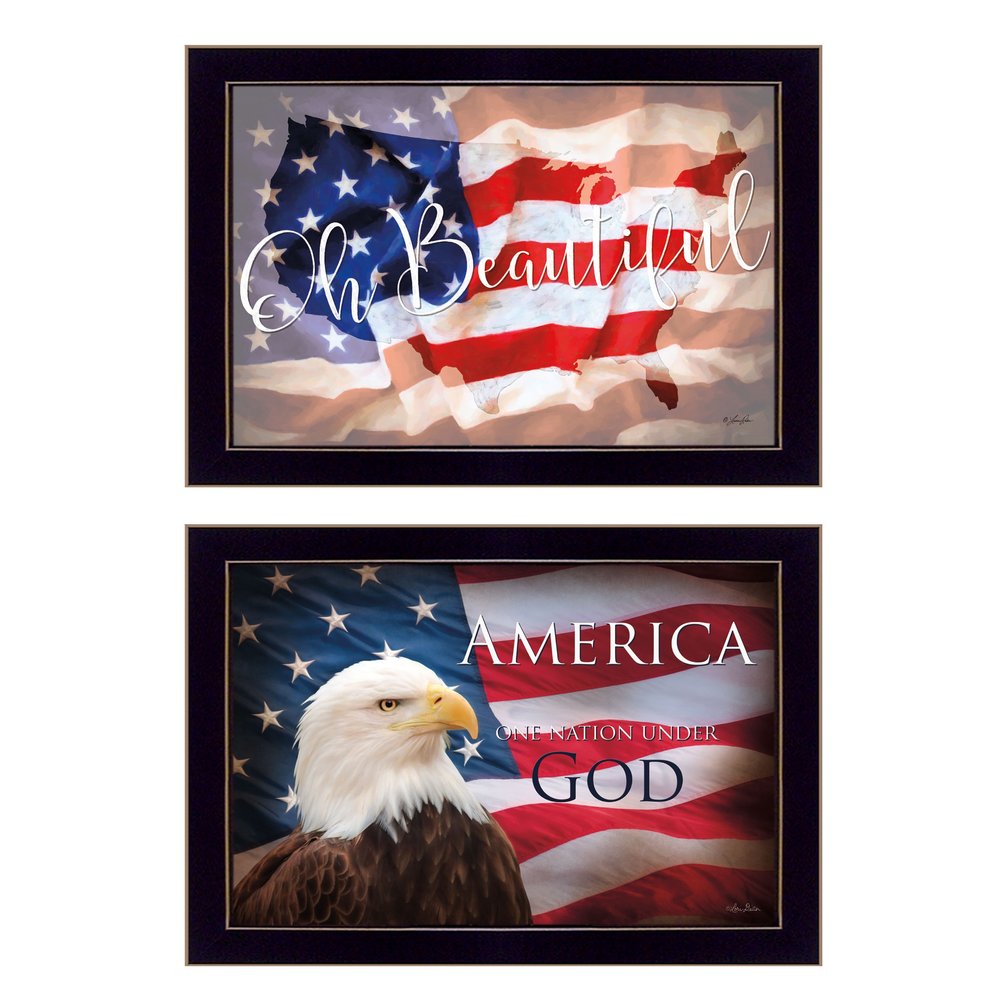 Set Of Two Oh Beautiful America Black Framed Wall Art — view 3