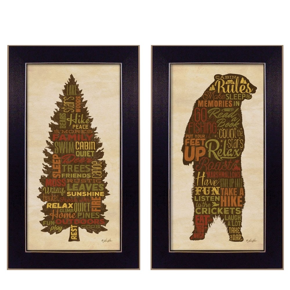 Set Of Two Cabin Rules Black Framed Wall Art — view 2