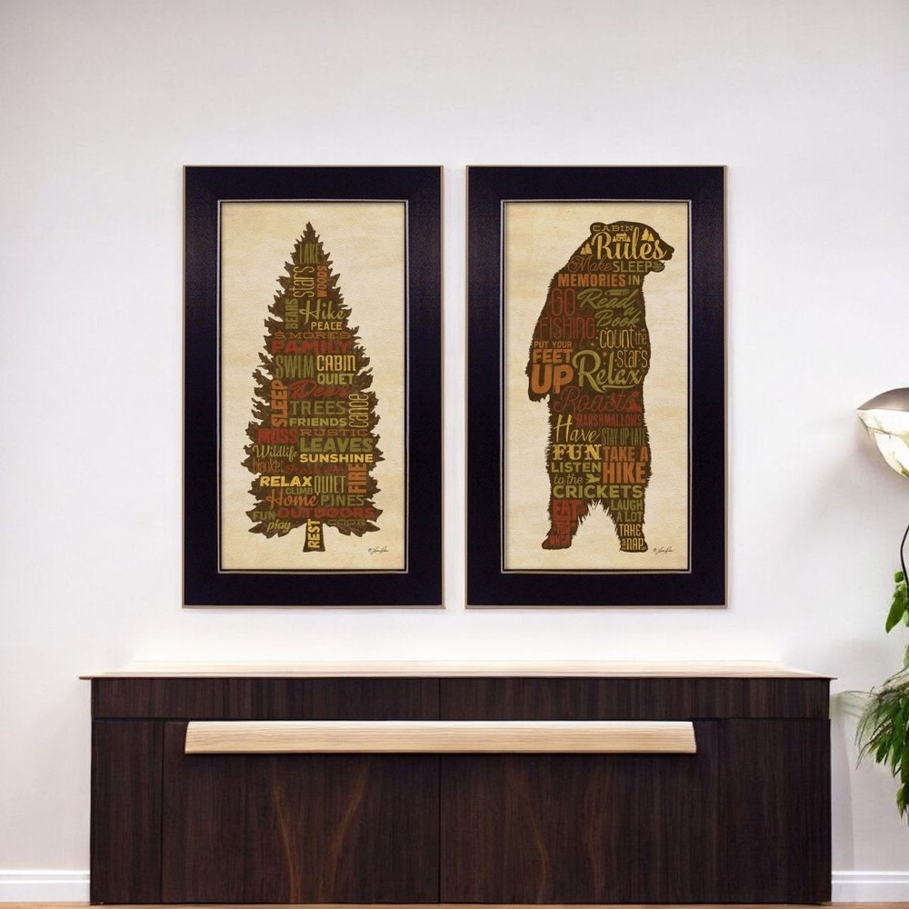 Set Of Two Cabin Rules Black Framed Wall Art — view 5