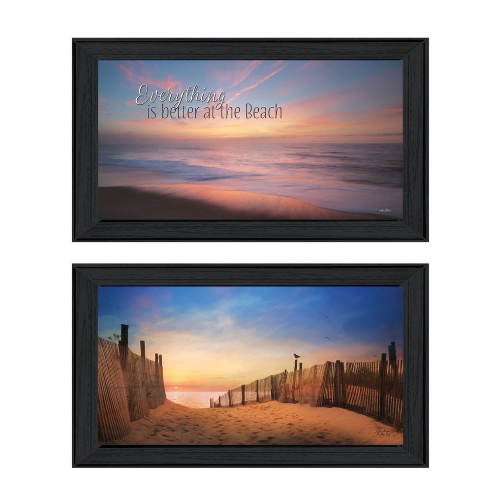 Set Of Two At the Beach Black Framed Wall Art — view 2