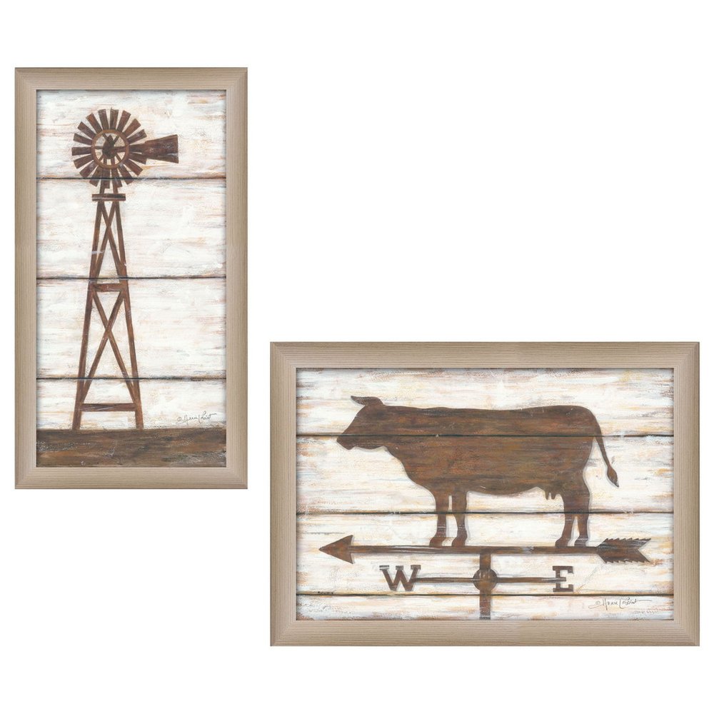 Set Of Two Country Bath Shelf Brown Framed Wall Art — view 2