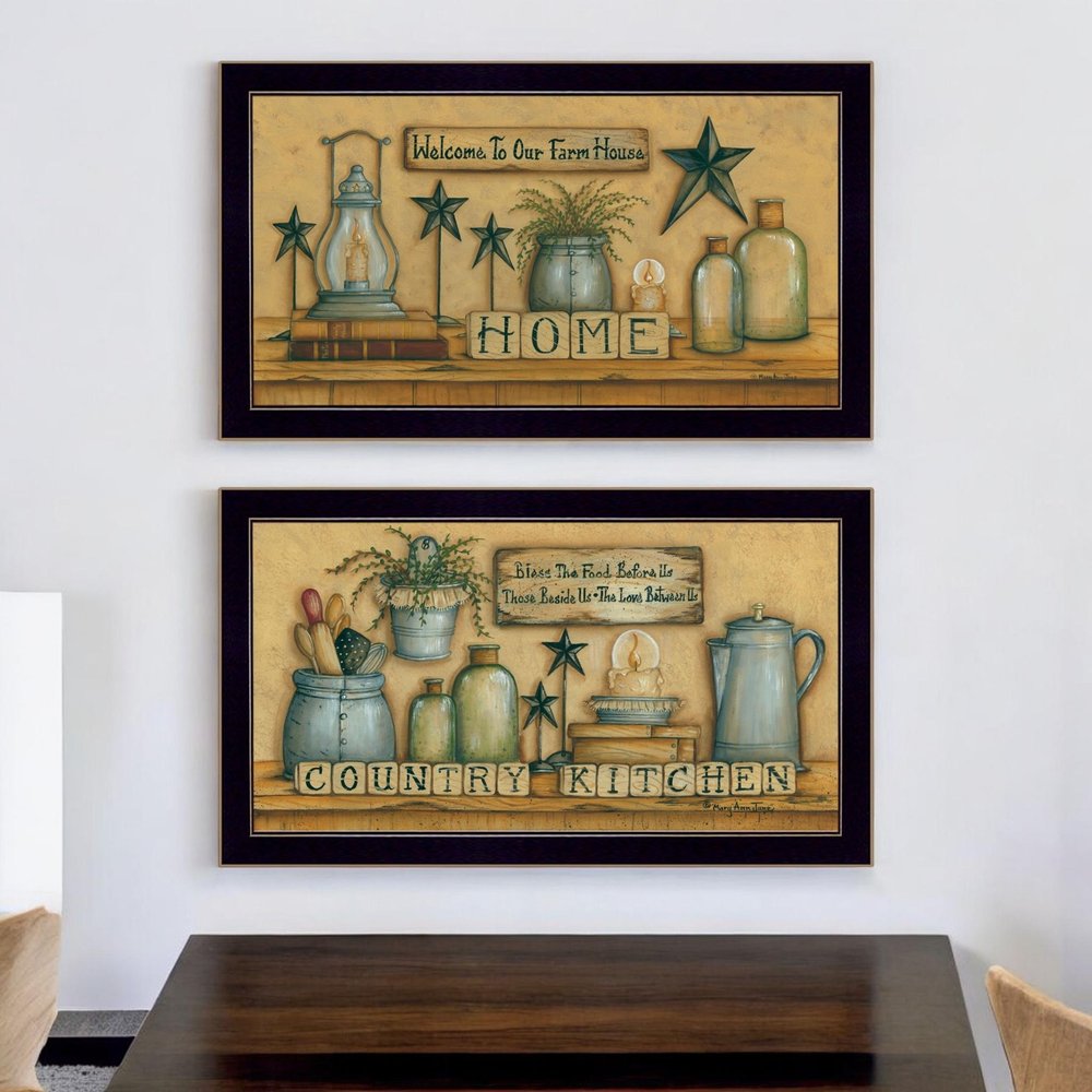 Set Of Two Country Welcome Black Framed Kitchen Wall Art — view 5