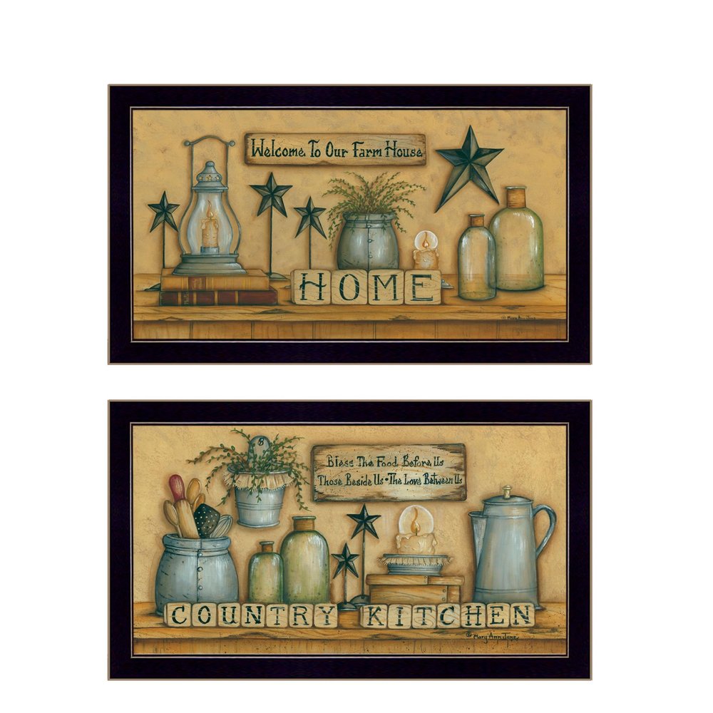 Set Of Two Country Welcome Black Framed Kitchen Wall Art — view 3