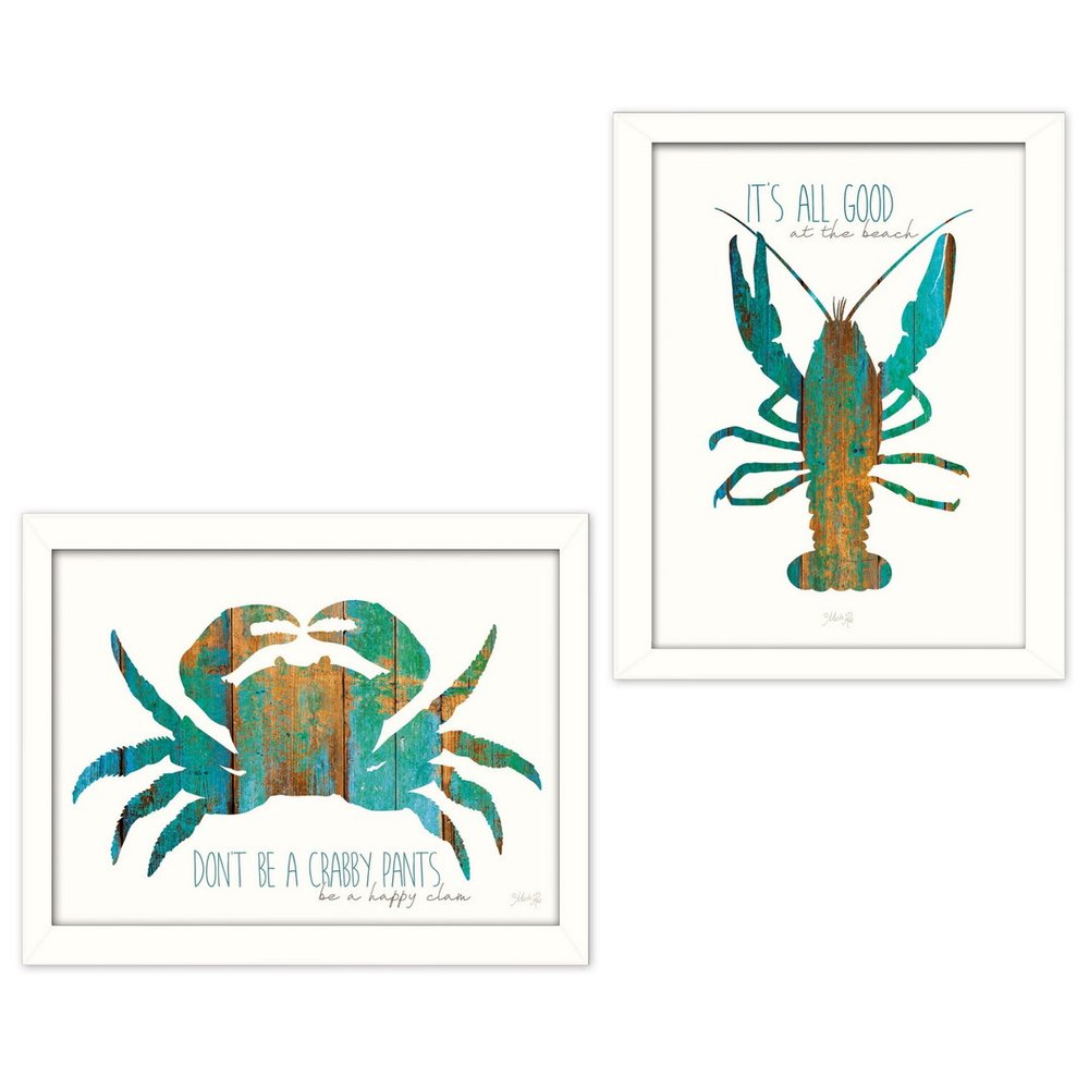Set Of Two Its All Good at the Beach White Framed Wall Art — view 3
