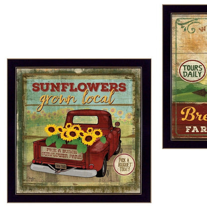 Set Of Two Break of Day Black Framed Wall Art