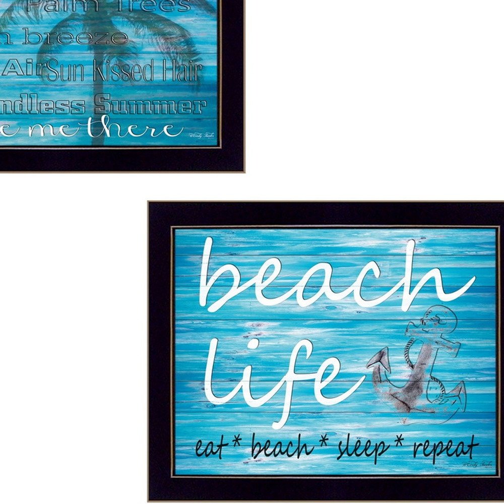 Set Of Two Beach Life 1 Black Framed Wall Art — view 4