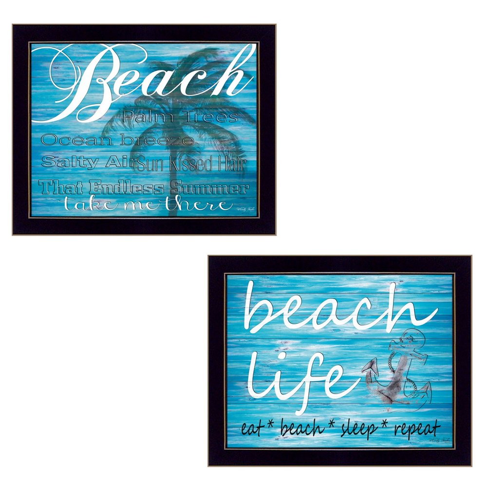 Set Of Two Beach Life 1 Black Framed Wall Art — view 3