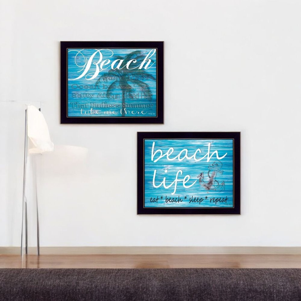Set Of Two Beach Life 1 Black Framed Wall Art — view 5