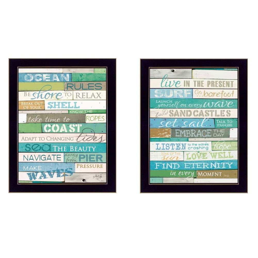 Set Of Two Live in The Present 4 Black Framed Textual Art Wall Art — view 3