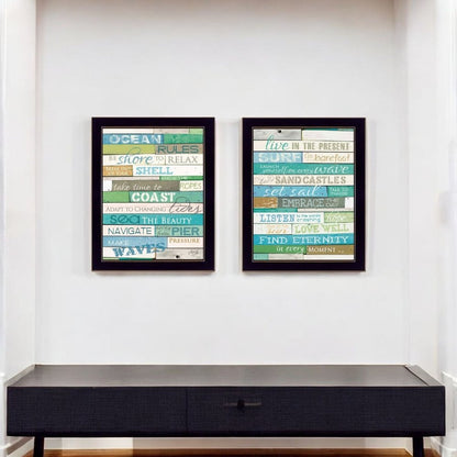 Set Of Two Live in The Present 4 Black Framed Textual Art Wall Art