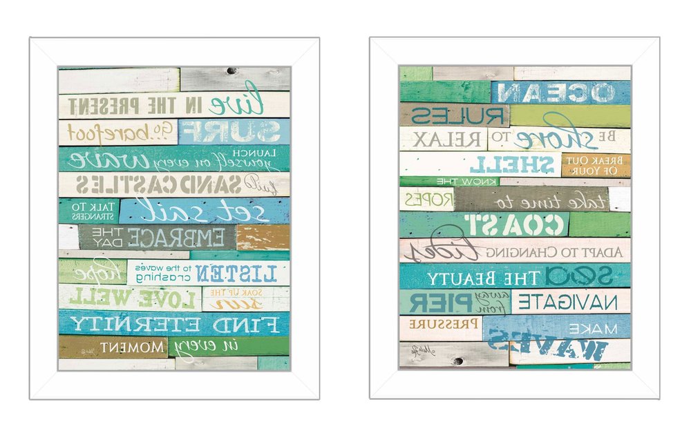 Set Of Two Live in The Present 5 White Framed Print Wall Art — view 4