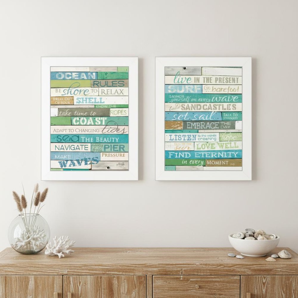 Set Of Two Live in The Present 5 White Framed Print Wall Art — view 5