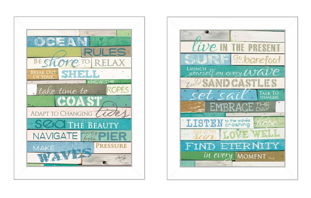 Set Of Two Live in The Present 5 White Framed Print Wall Art — view 3