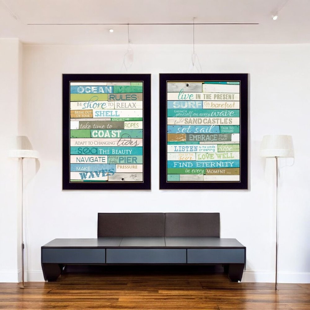 Set Of Two Live in The Present 1 Black Framed Wall Art — view 5