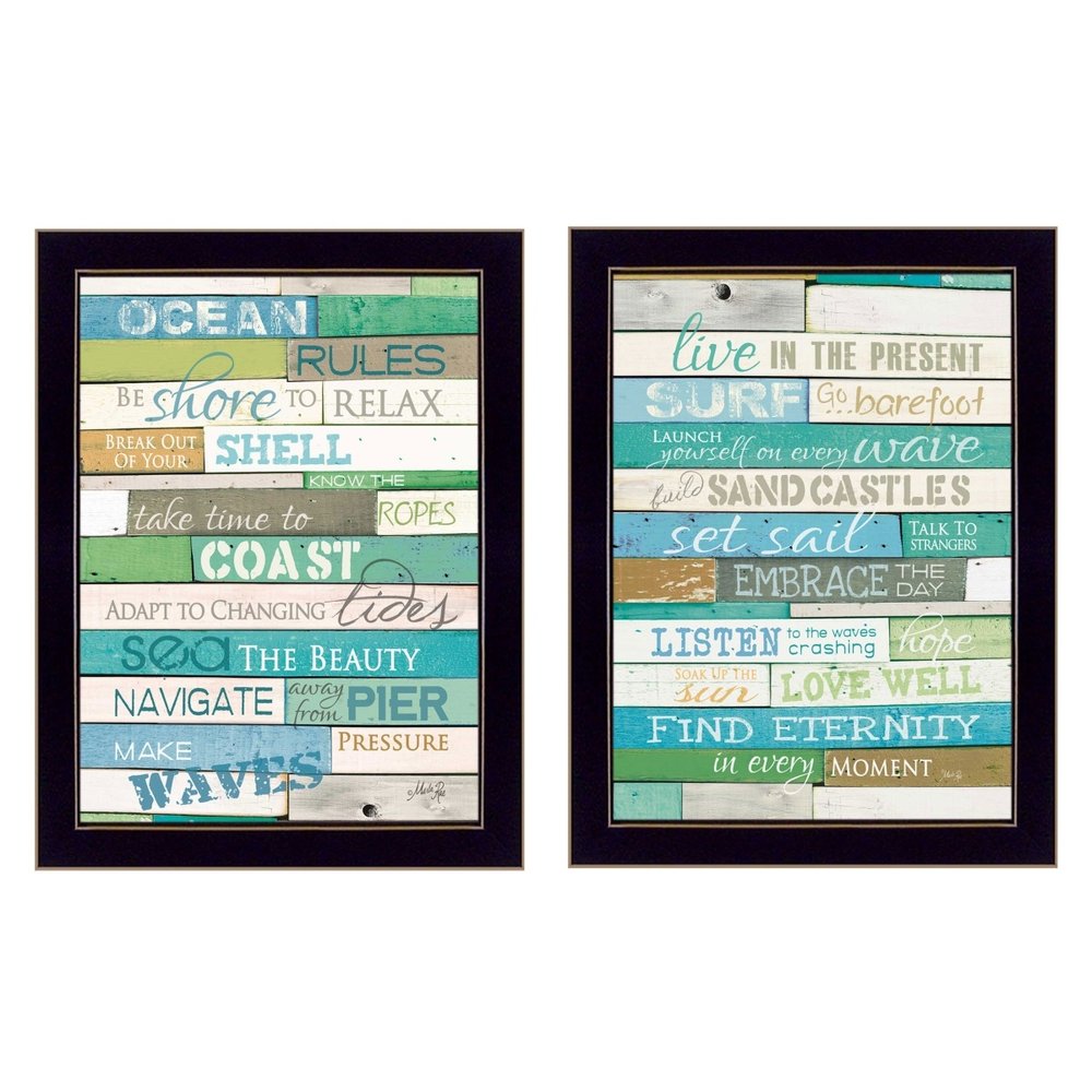 Set Of Two Live in The Present 1 Black Framed Wall Art — view 3