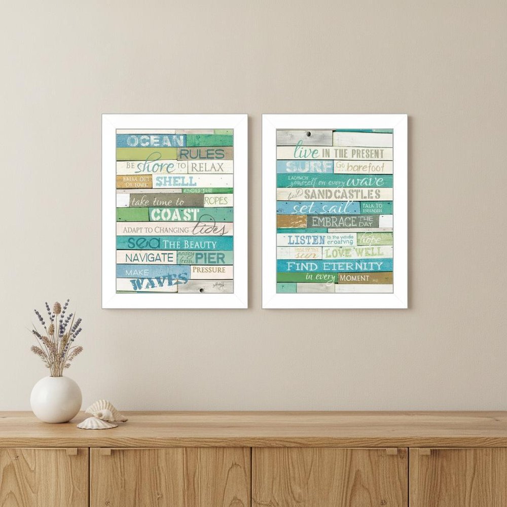 Set Of Two Live in The Present 2 White Framed Print Wall Art — view 5
