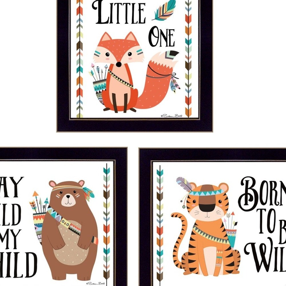 Set Of Three Be Brave Little One 1 Black Framed Wall Art — view 4